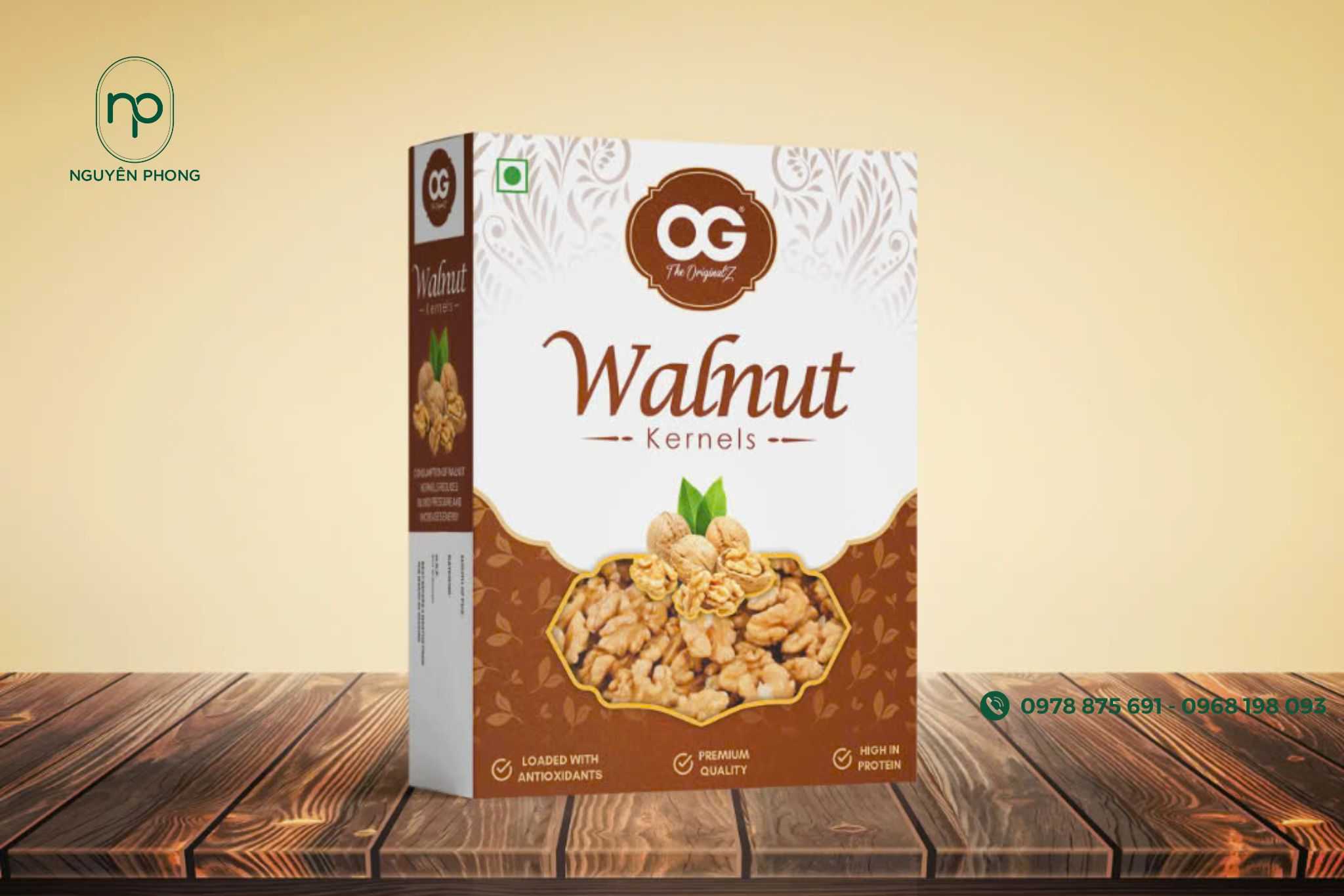 Mẫu hộp giấy đựng hạt óc chó